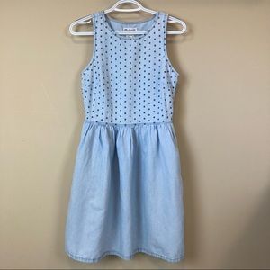 Madewell Size 2 Cotton & Linen Blend Light Blue Chambray Fit & Flare Dress